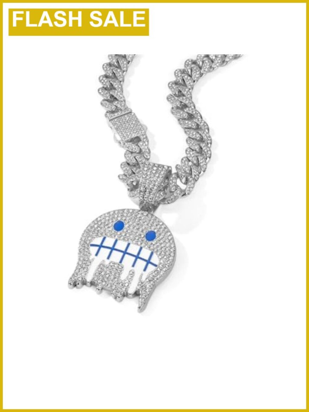 18K Gold Plated Rhinestone Necklace Cuban Link Hip Hop Pendant 13MM